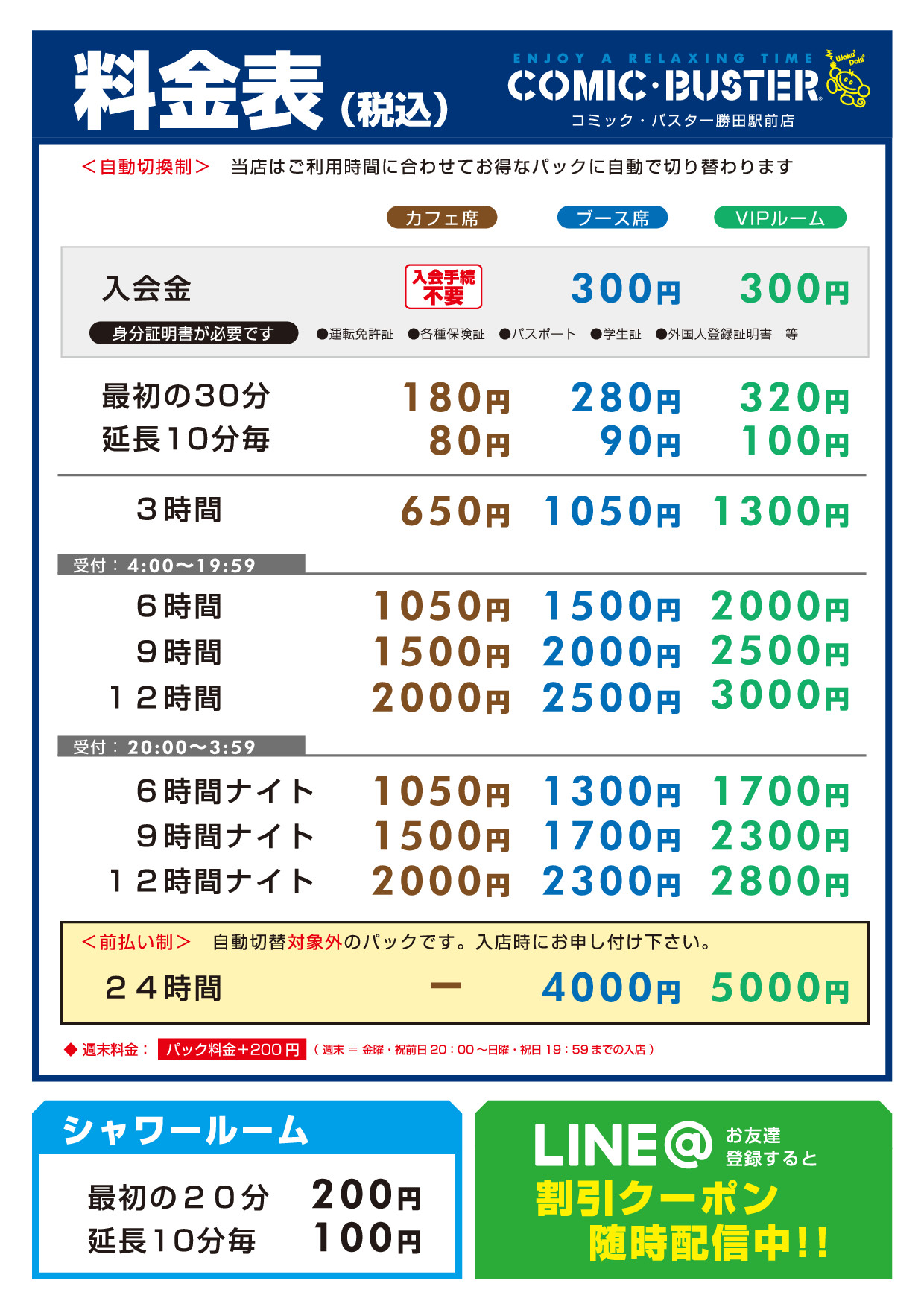 コミックバスター勝田店料金表 コミックバスター勝田店料金表
