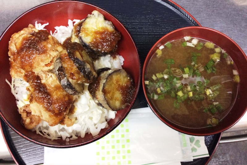 新・唐揚げ/なすはさみ揚げ丼